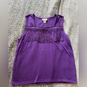 Vintage Sas’sa Western Wear Purple Fringe Sleeveless Top